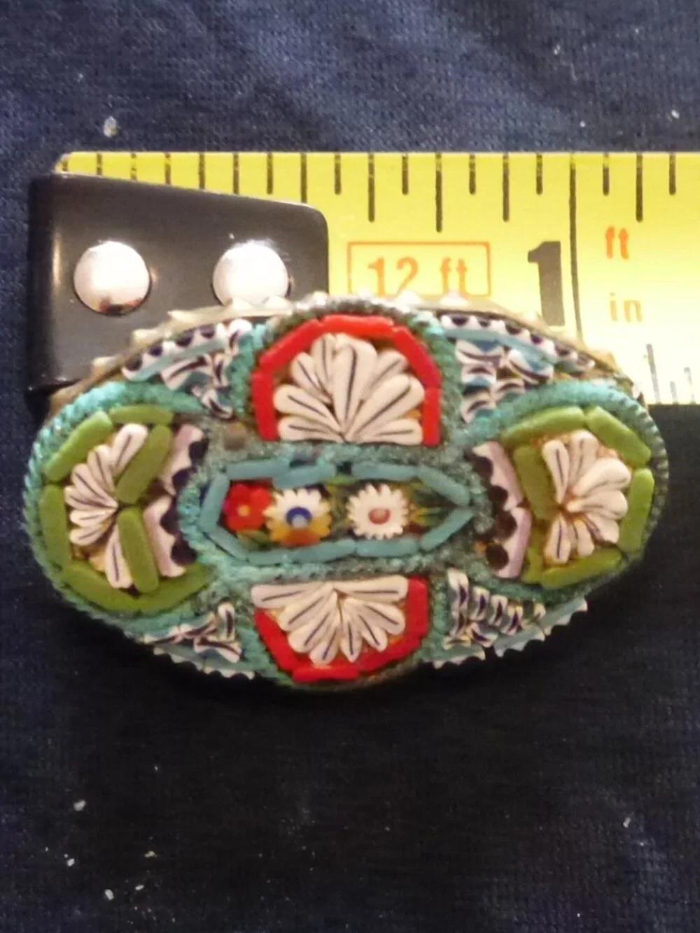 1920s Italian Micro Mosaic Brooch Art Deco Floral Pin